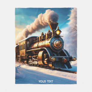 Fantasy Cute Vivid Old Train Winter Fleece Blanket