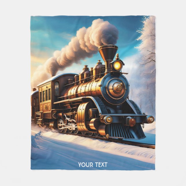 Fantasy Cute Vivid Old Train Winter Fleece Blanket (Front)