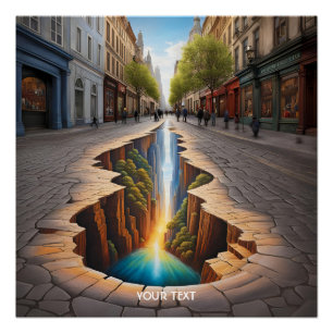 Fantasy Cute Vivid Optical Illusion City Poster