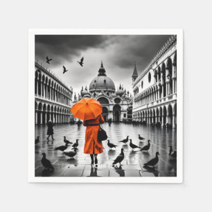Fantasy Cute Vivid Orange Coat Venice Napkin
