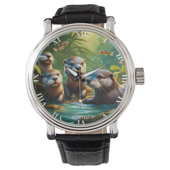 Fantasy Cute Vivid Otter Family Fish Watch (Front)
