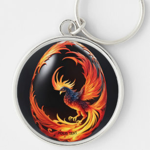 Fantasy Cute Vivid Phoenix Black Egg Key Ring