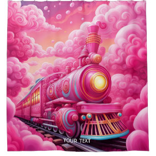 Fantasy Cute Vivid Pink Clouds Train Shower Curtain