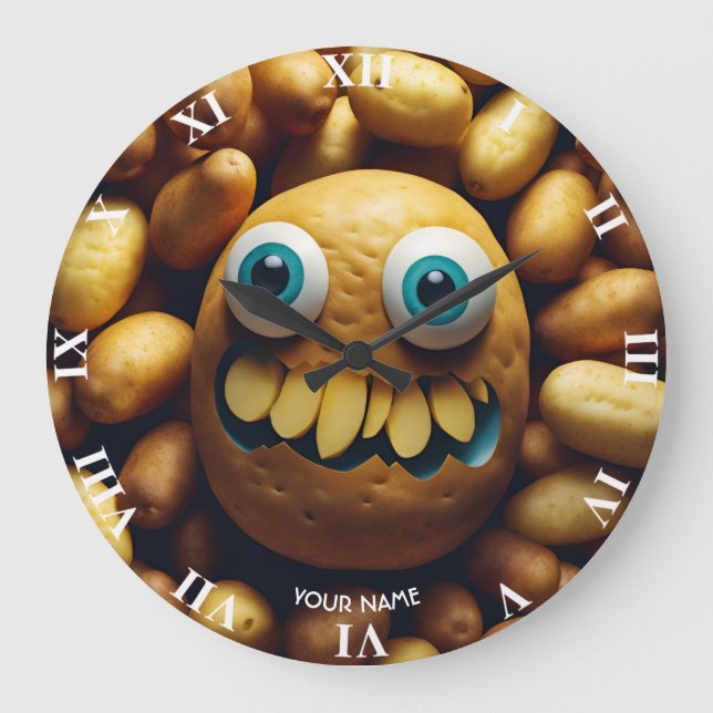 Fantasy Cute Vivid Potato Funny Creature Large Clock (Front)
