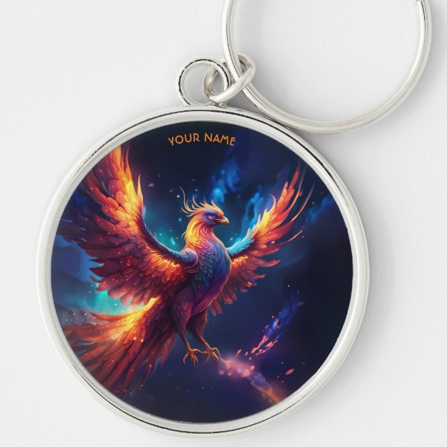 Fantasy Cute Vivid Rising Phoenix Key Ring (Front)