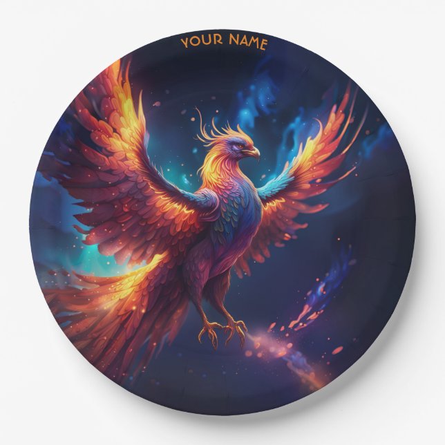 Fantasy Cute Vivid Rising Phoenix Paper Plate (Front)