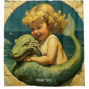 Fantasy Cute Vivid Sea Boy Pet Shower Curtain