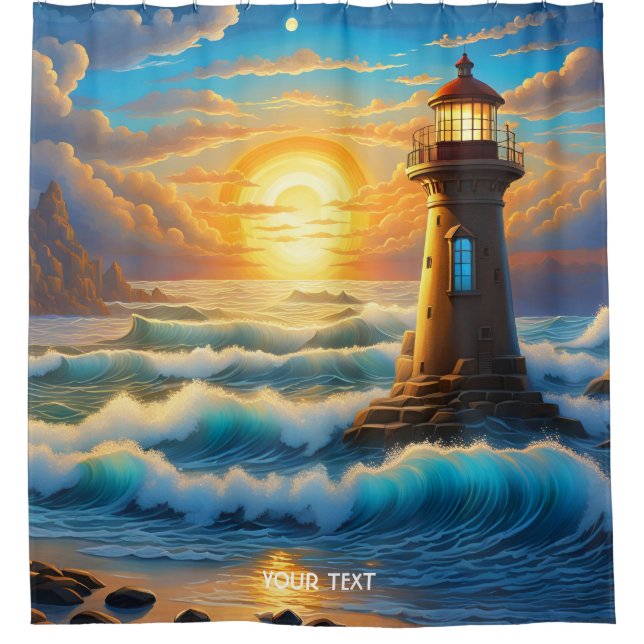 Fantasy Cute Vivid Sea Sun Storm Shower Curtain (Front)