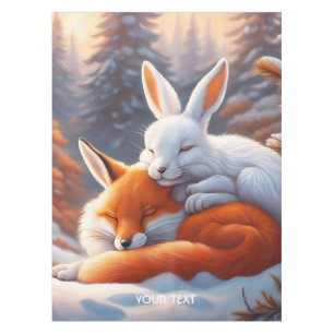 Fantasy Cute Vivid Sleeping Fox Hare Tablecloth