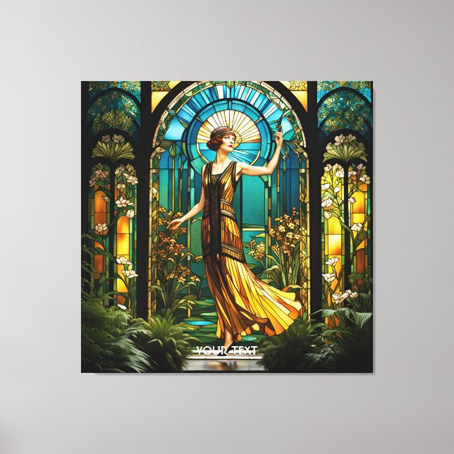 Fantasy Cute Vivid Stained Glass Woman Canvas Print (Front)