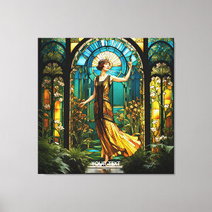 Fantasy Cute Vivid Stained Glass Woman Canvas Print