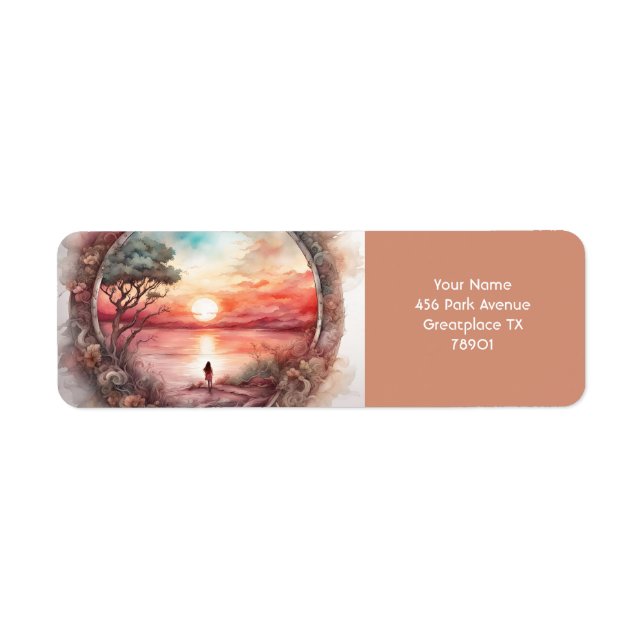 Fantasy Cute Vivid Sunset Watercolor Girl (Front)