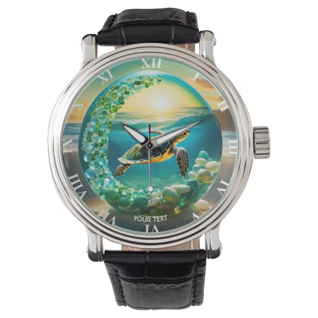 Fantasy Cute Vivid Turtle Sea Waves Watch (Front)