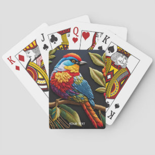 Fantasy Cute Vivid Vibrant Embroidered Bird Playing Cards