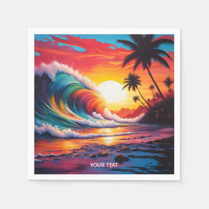 Fantasy Cute Vivid Waves Beach Sunset Napkin