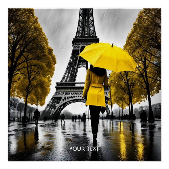 Fantasy Cute Vivid Yellow Coat Paris Poster (Front)