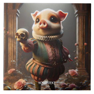 Fantasy Cute Wacky Head Pig Tile