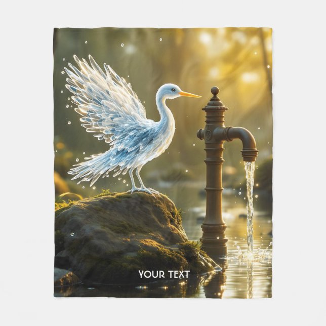 Fantasy Cute Waterbird Translucent Water Fleece Blanket (Front)