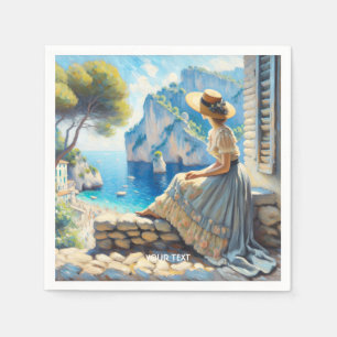 Fantasy Cute Watercolor Women Sea Napkin