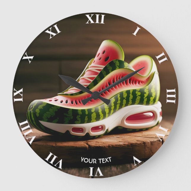 Fantasy Cute Watermelon Sport Shoes Large Clock (Front)