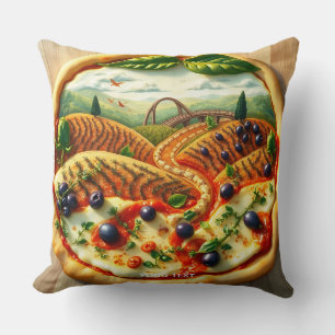 Fantasy Cute Whimsical Italian Landscape Cushion
