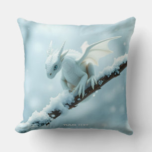 Fantasy Cute White Baby Dragon Cushion