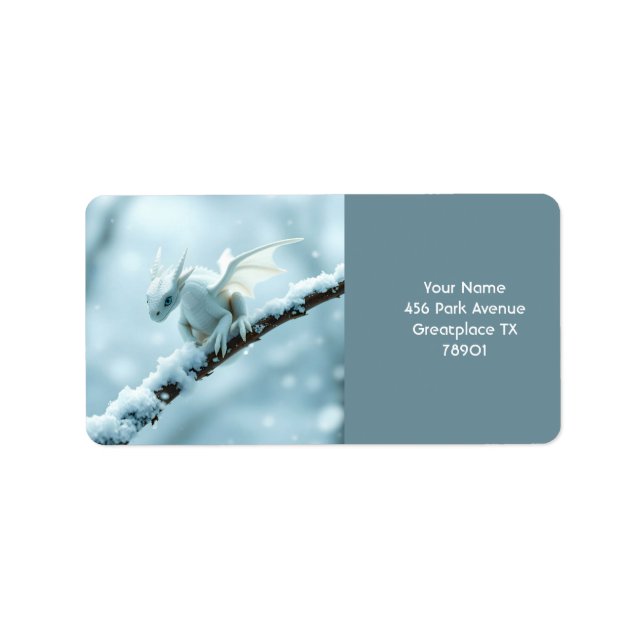 Fantasy Cute White Baby Dragon Label (Front)