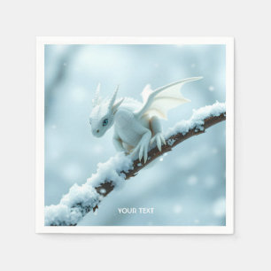 Fantasy Cute White Baby Dragon Napkin