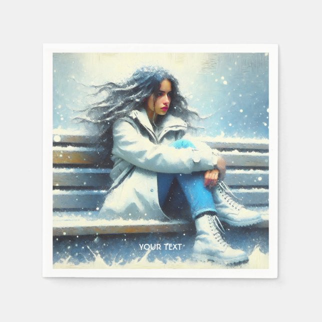 Fantasy Cute White Coat Winter Napkin (Front)