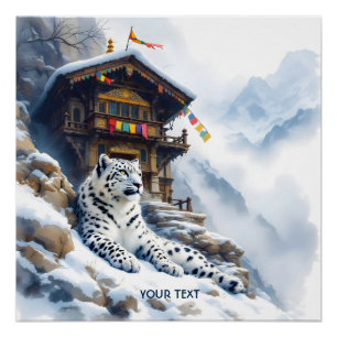 Fantasy Cute White Leopard Snow Poster