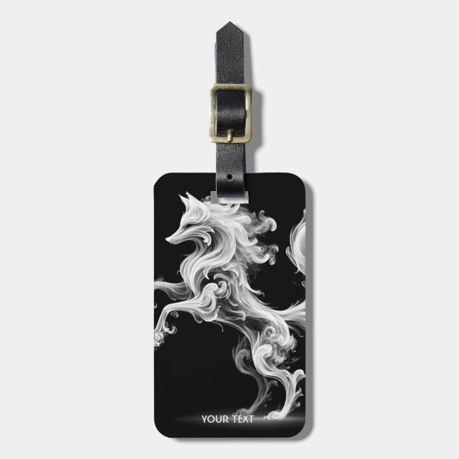 Fantasy Cute White Smoke Fox Luggage Tag (Front Vertical)