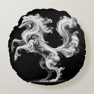 Fantasy Cute White Smoke Fox Round Cushion