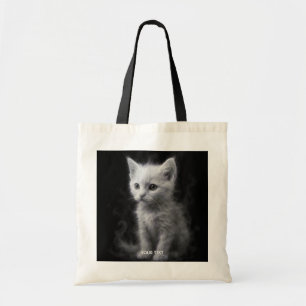 Fantasy Cute White Smoke Kitten Tote Bag