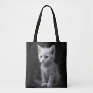 Fantasy Cute White Smoke Kitten Tote Bag