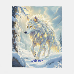 Fantasy Cute  White Wolf Winter Fleece Blanket