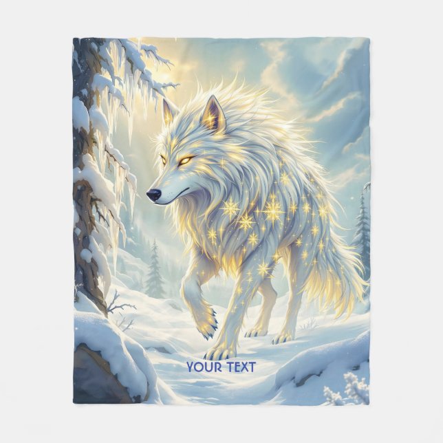 Fantasy Cute  White Wolf Winter Fleece Blanket (Front)