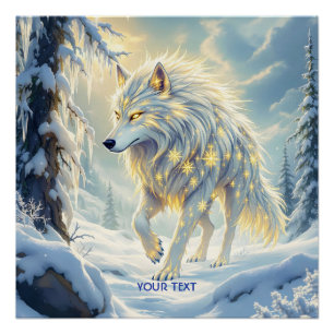 Fantasy Cute  White Wolf Winter Poster