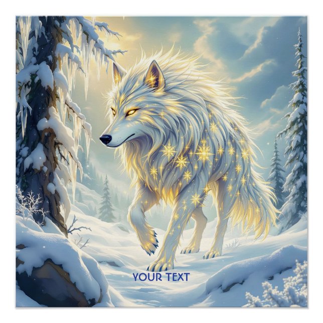 Fantasy Cute  White Wolf Winter Poster (Front)