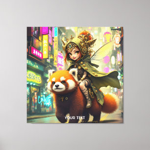 Fantasy Cute Wild Panda Ride Canvas Print