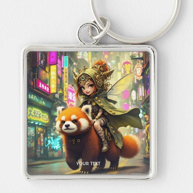 Fantasy Cute Wild Panda Ride Key Ring (Front)