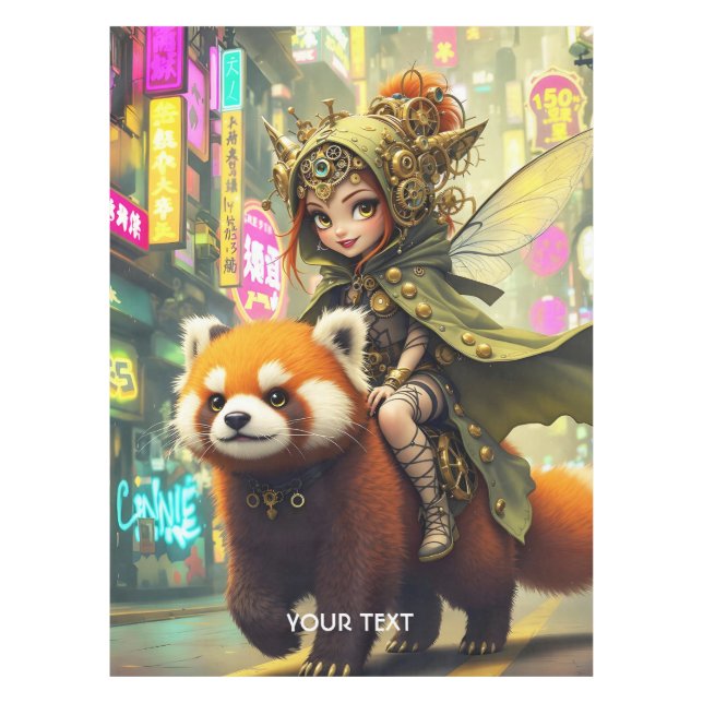 Fantasy Cute Wild Panda Ride Tablecloth (Front)