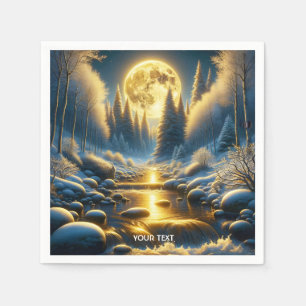 Fantasy Cute Winter Moon River Napkin