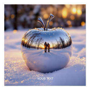 Fantasy Cute Winter Snow Apple Poster