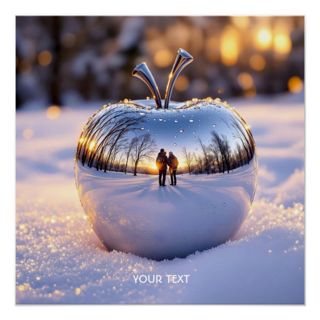 Fantasy Cute Winter Snow Apple Poster (Front)