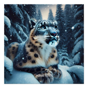 Fantasy Cute Winter Snow Leopard Poster