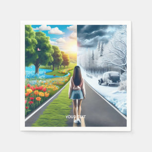 Fantasy Cute Winter Summer Road Napkin