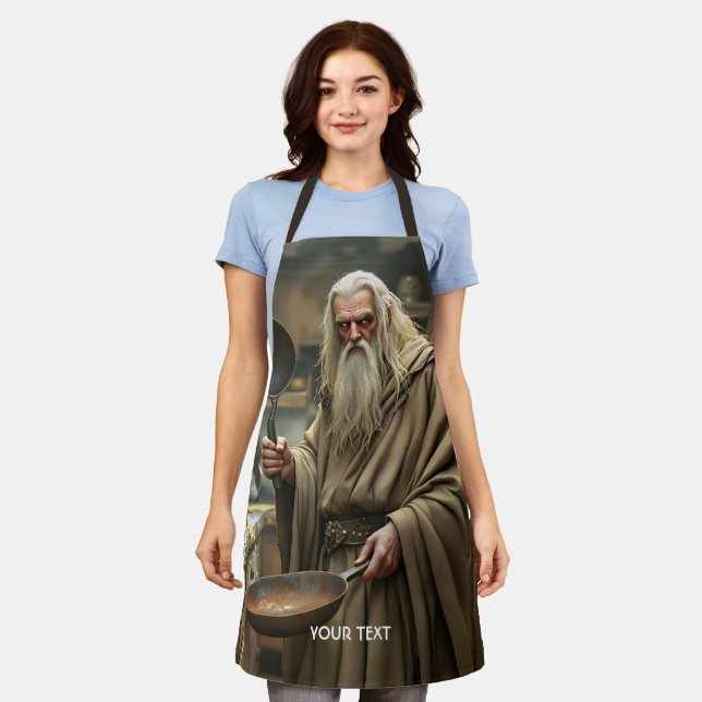Fantasy Cute  Wizard Frying Pan Apron (Worn)