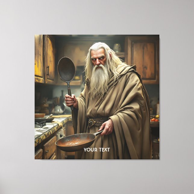Fantasy Cute  Wizard Frying Pan Canvas Print (Front)