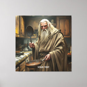 Fantasy Cute Wizard Frying Pan Canvas Print