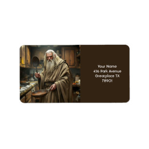 Fantasy Cute  Wizard Frying Pan Label